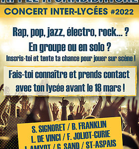 Appel à candidature Concert Inter-Lycées 2022