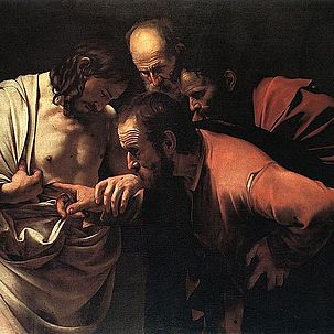Photo de la peinture "L'incrédulité de Saint Thomas" par Le Caravage