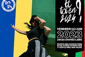 Affiche de l'événement Battle Top Eight, avec l'association Et toi en 2024 ? sur laquelle une danseuse fait une figure de Breakdance