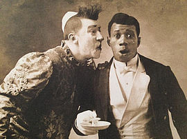 Photo sépia des clowns Foottit et Chocolat - Agrandir l